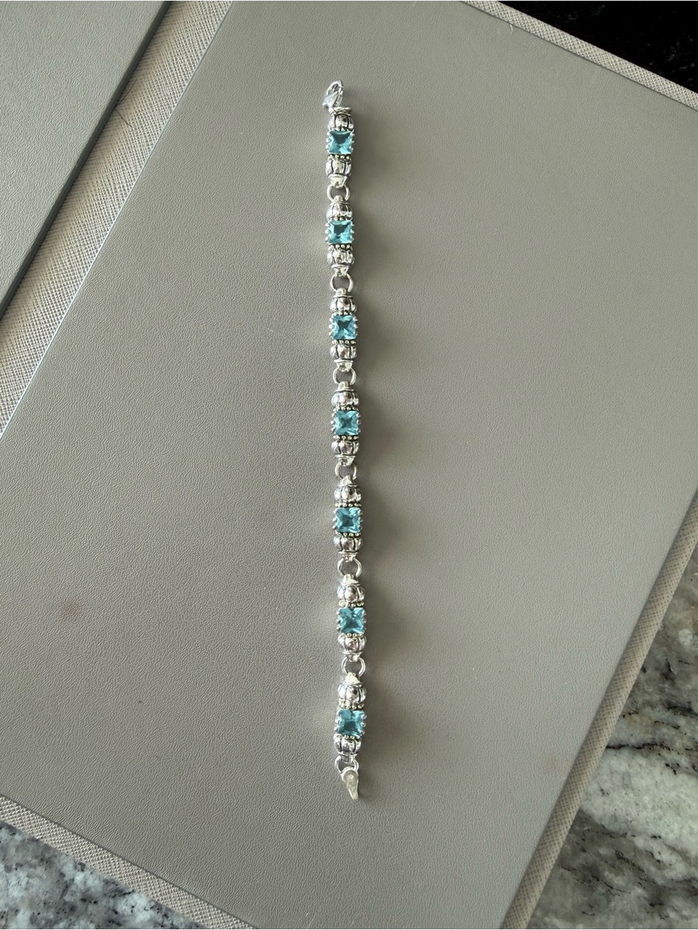 Sterling Silver Blue Topaz Tennis Bracelet